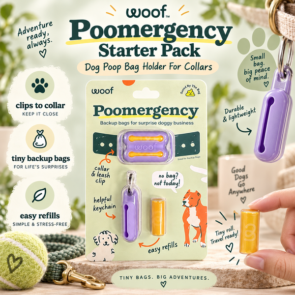 Lavender WOOF Poomergency starter pack and refill bag