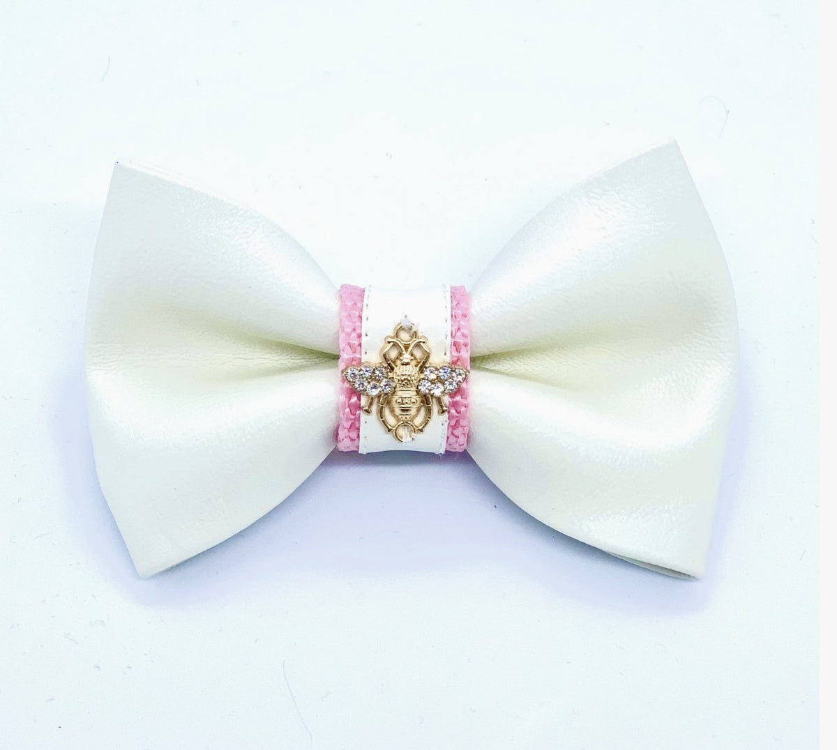 Luxury Bow Tie in White & Pink, Umka Papillon