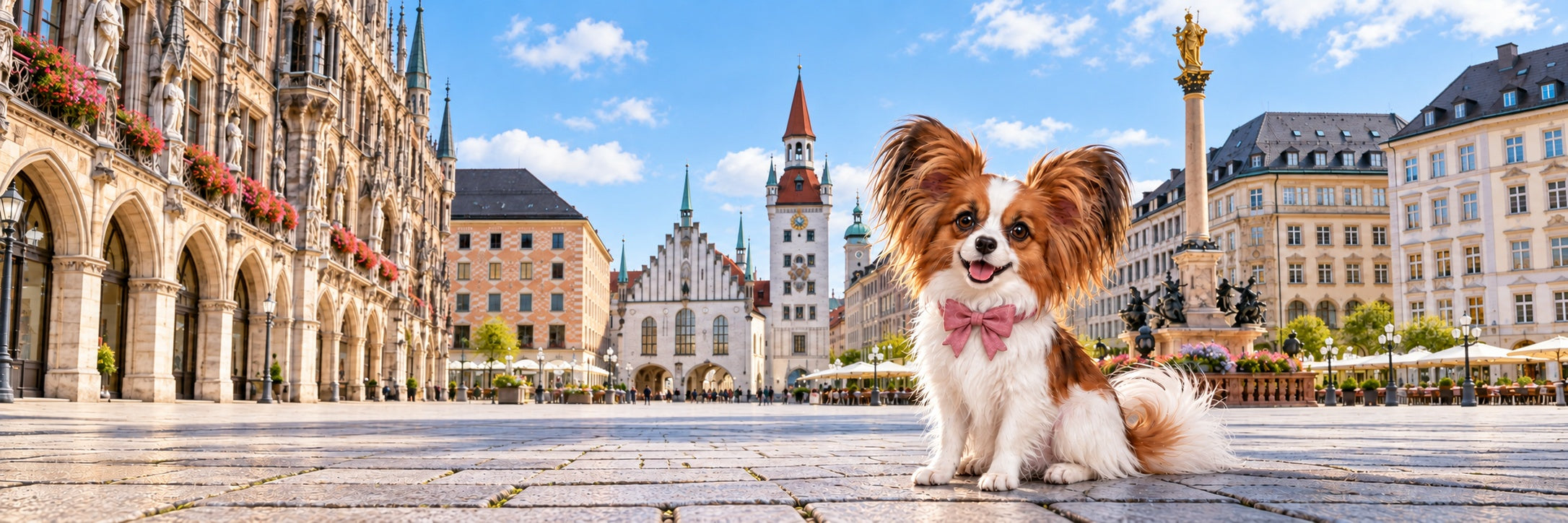 Umka in Munich’s Marienplatz on a sunny day
